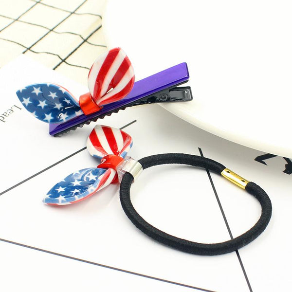 American Flag Rabbit Ear Hair Tie