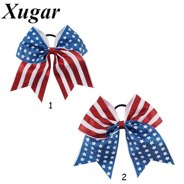 American Flag Glitter Cheer Bow