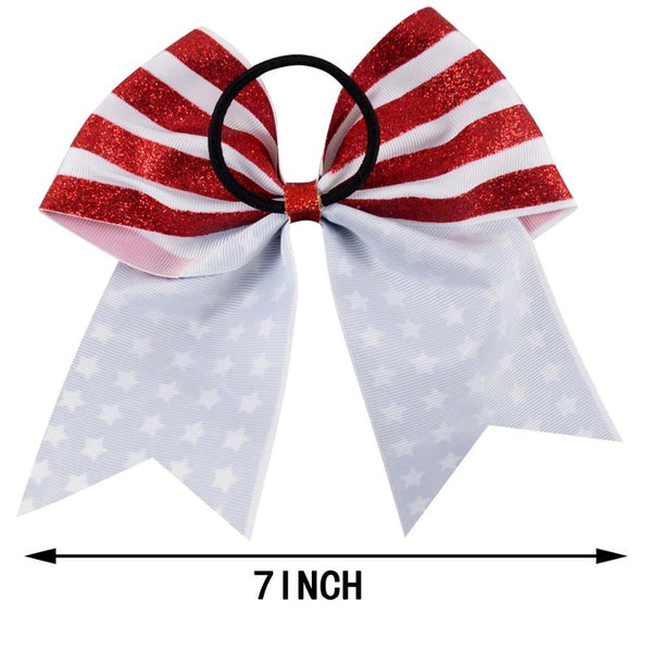 American Flag Glitter Cheer Bow