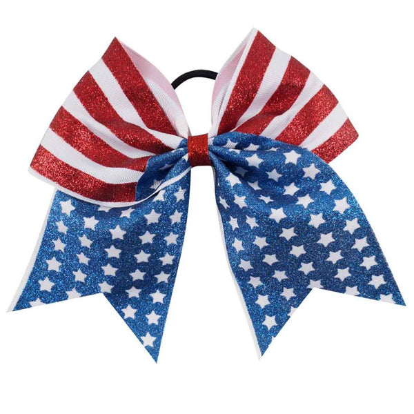 American Flag Glitter Cheer Bow
