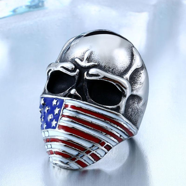 American Flag Skull Ring