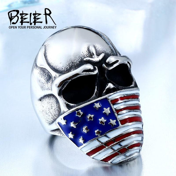 American Flag Skull Ring