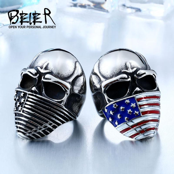 American Flag Skull Ring