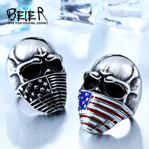 American Flag Skull Ring
