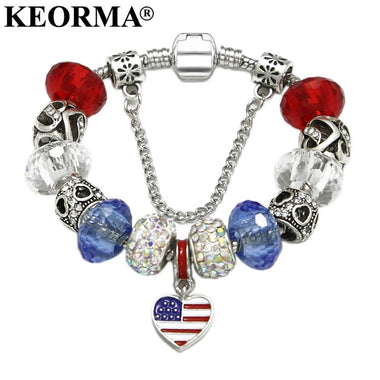 American Flag Charm Bracele