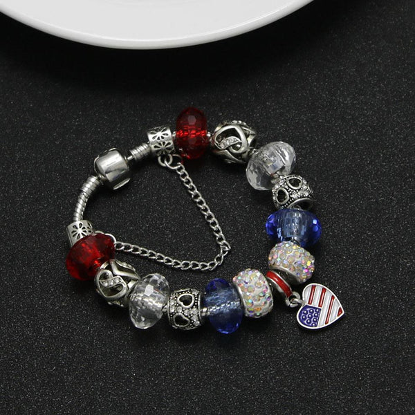 American Flag Charm Bracele