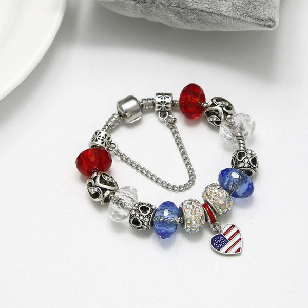 American Flag Charm Bracele