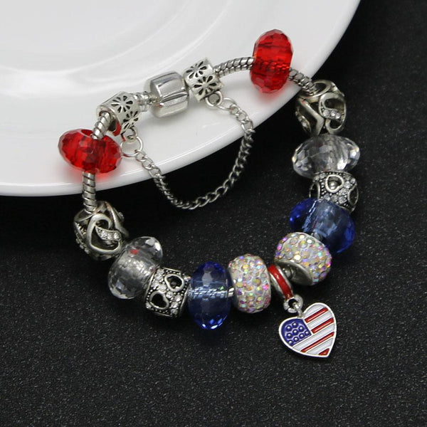 American Flag Charm Bracele