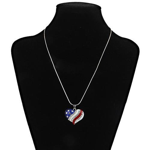 USA Flag Heart Necklace