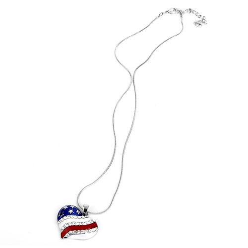 USA Flag Heart Necklace
