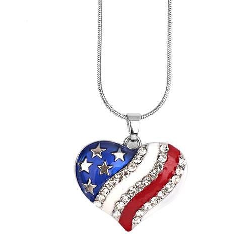 USA Flag Heart Necklace