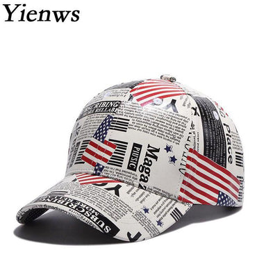 American Flag Printed Leather Baseball Cap