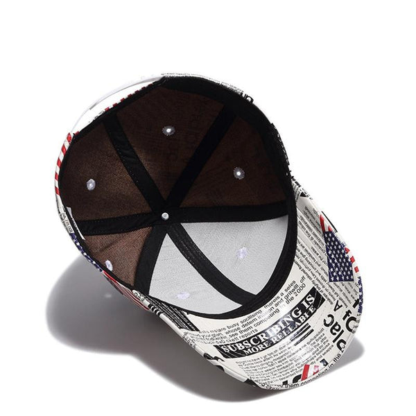 American Flag Printed Leather Baseball Cap