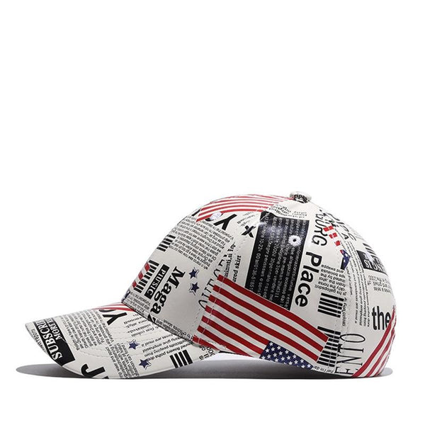 American Flag Printed Leather Baseball Cap