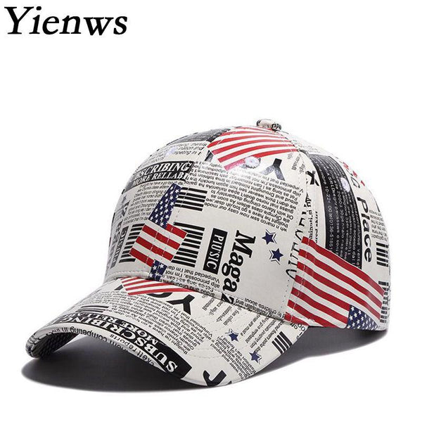 American Flag Printed Leather Baseball Cap