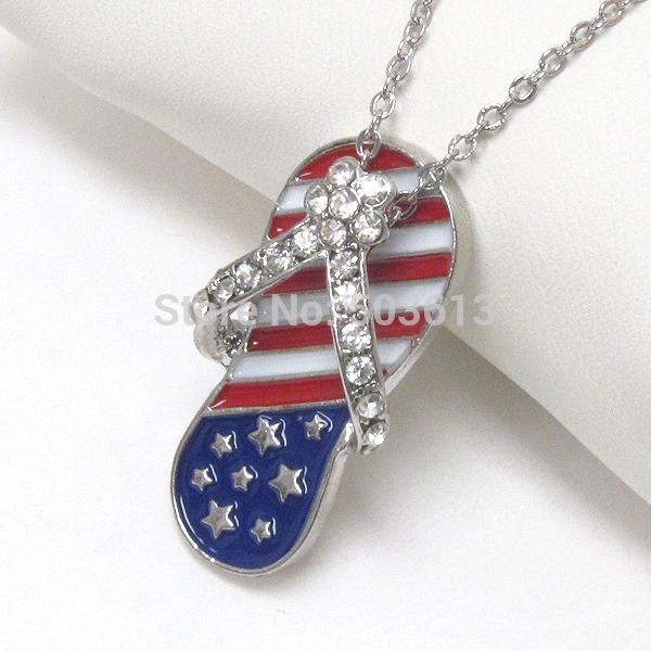 American Flag Sandal Necklace