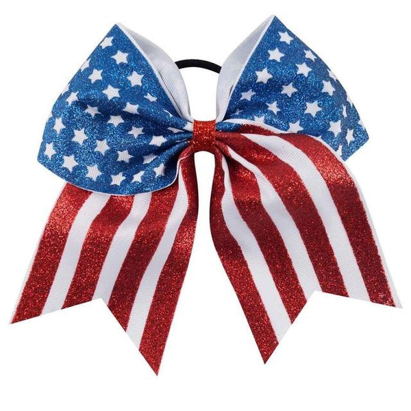American Flag Glitter Cheer Bow