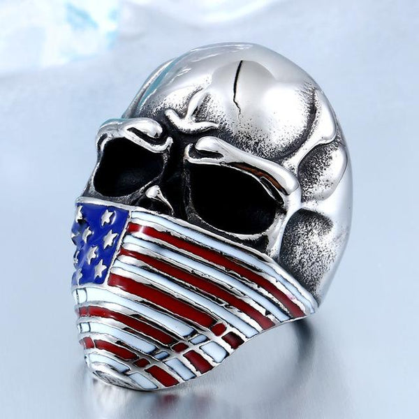 American Flag Skull Ring