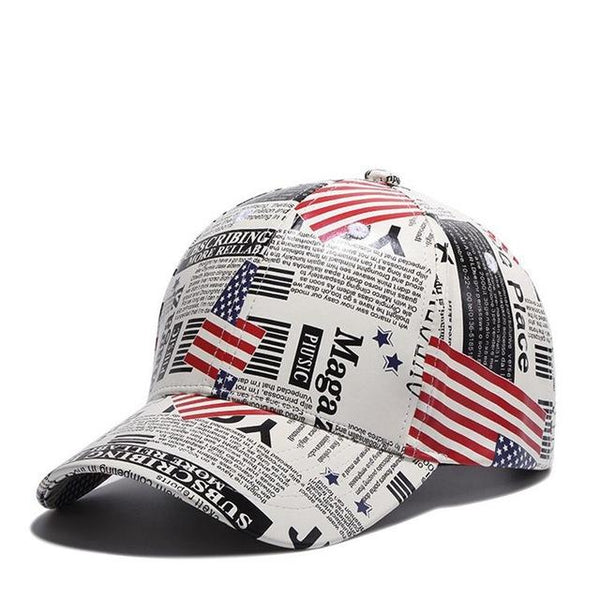 American Flag Printed Leather Baseball Cap