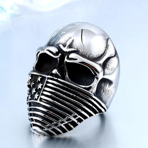 American Flag Skull Ring
